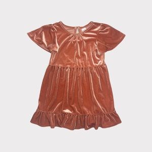 Old Navy Ruffle Bottom Velour Metallic Orange Dress